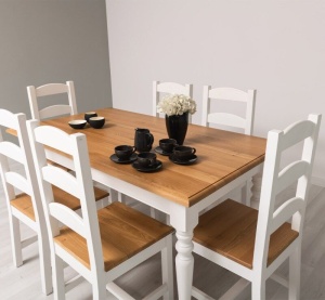 Set Masa cu 6 scaune Minerva, blat stejar masiv, 160 x 90 x 78 cm - Img 2