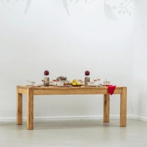 Set masa cu bancuta Heritage din lemn masiv, nuanta naturala 200 x 90 cm - Img 4