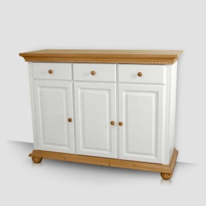 Set mobila living Bella Moon din lemn masiv, 5 piese, alb unt /miere - Img 6