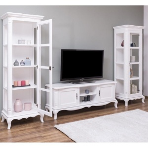 Set mobilier living Shabby Provance lemn masiv alb, 3 piese - Img 2