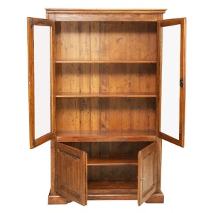 Vitrina Artisan cu 4 usi nuc antichizat, lemn masiv tei, 120 cm - Img 2
