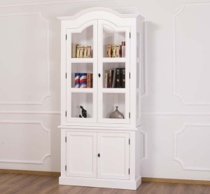 Vitrina Provance model cu cornisa arcuita din lemn masiv - Img 3