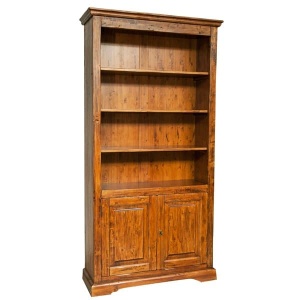 Biblioteca Artisan cu 2 usi nuc antichizat, lemn masiv tei, 108 cm - Img 3