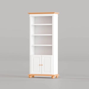 Biblioteca Bianca din lemn masiv alb unt / miere, 90 × 42 × 201 cm