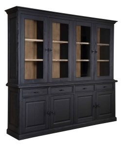 Biblioteca cu vitrina Woodcraft 4 usi sticla si 4 usi lemn masiv