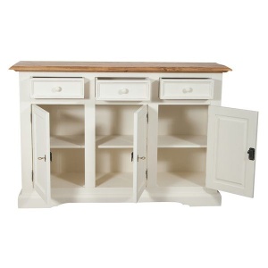 Bufet Artisan cu 3 usi si 3 sertare alb-natur antichizat, lemn masiv tei, 156 cm - Img 4