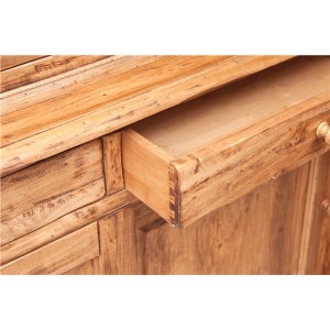 Bufet Artisan cu 4 usi culisante si sertare natur antichizat, lemn masiv tei, 142 cm - Img 4