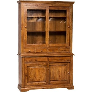 Bufet Artisan cu 4 usi culisante si sertare nuc antichizat, lemn masiv tei, 142 cm - Img 3