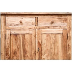 Bufet cu vitrina Artisan natur antichizat, 4 usi si 2 sertare, lemn masiv tei - Img 5