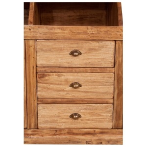 Bufet cu vitrina Artisan natur antichizat, lemn masiv tei, 172 cm - Img 2