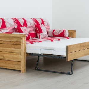 Canapea Gold Wood din lemn masiv, model extensibil cu tapiterie - Img 4