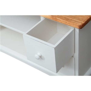 Comoda TV Artisan cu 4 sertare alb + natur antichizat, lemn masiv tei, 129 cm - Img 3