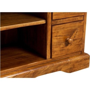 Comoda TV Artisan cu 4 sertare nuc antichizat, lemn masiv tei, 129 cm - Img 6