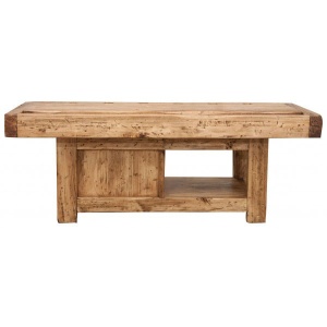 Comoda TV Artisan model banc tamplar din lemn masiv tei, natur antichizat - Img 8