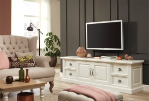 Comoda TV Harmony alba cu 4 sertare si 2 usi 200 cm - Img 2