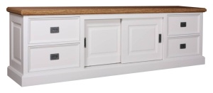 Comoda TV Harmony Oak cu 2 usi culisante si 4 sertare, 200 cm - Img 2