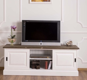 Comoda TV Provance cu 2 usi culisante lemn masiv 160 cm