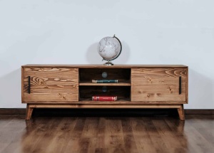 Comoda TV Terra Home cu 2 usi culisante, lemn masiv, 146 x 40 x 48 cm - Img 2