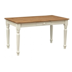 Masa Artisan din lemn masiv tei, alb + natur antichizat, 120 cm - Img 3