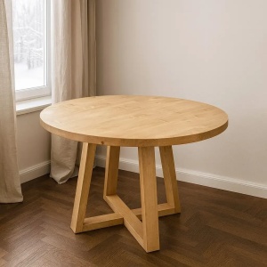 Masa rotunda Etnika din lemn masiv, model alfa, 120 x 76 cm