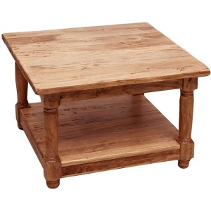 Masuta living Aertisan natur antichizat, lemn masiv tei, 70 x 70 cm