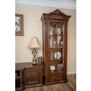 Set de mobila living Imperial Lux model Serenata furnir nuc, 2 vitrine si comoda TV - Img 7