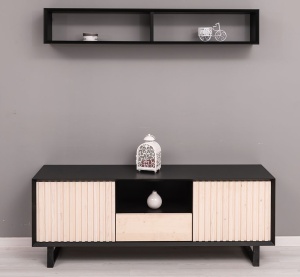 Set living Piannova cu 4 piese din lemn masiv + mdf negru, personalizabil - Img 2