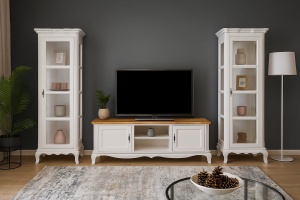 Set living Shabby Provance din lemn masiv alb cu 3 piese