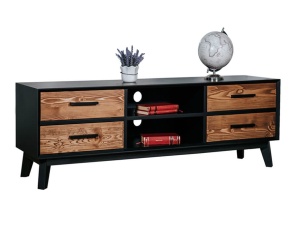 Set mobila living Nouvelle din 3 piese, lemn masiv si mdf negru - Img 4