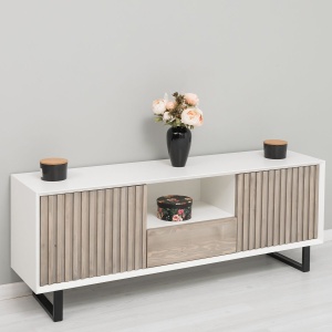 Set mobilier living Piannova din lemn masiv si mdf alb - Img 8