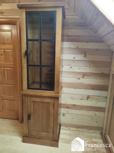 Vitrina ingusta IronWood din lemn masiv, finisaj ceara miere - Img 4