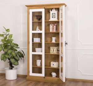 Vitrina Provance lemn masiv, 2 usi cu tija metalica 110 cm - Img 2