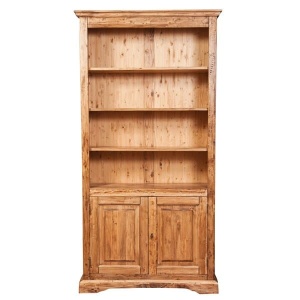 Biblioteca Artisan cu 2 usi natur antichizat, lemn masiv tei, 108 cm - Img 2