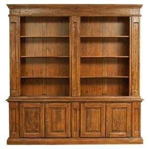 Biblioteca Artisan cu 4 usi nuc antichizat din lemn masiv tei, 230 cm - Img 2