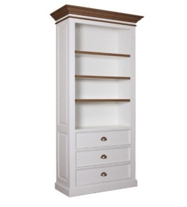 Biblioteca Harmony Oak cu 3 sertare din lemn masiv si mdf, 110 cm