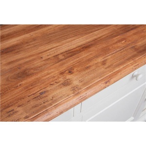 Bufet Artisan cu 4 usi si 4 sertare, alb-natur antichizat, lemn masiv tei, 202 cm - Img 6