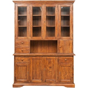 Bufet cu vitrina Artisan finisaj nuc antichizat, lemn masiv tei, 156 cm - Img 6