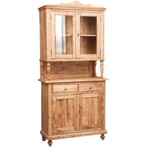 Bufet cu vitrina Artisan natur antichizat, 4 usi si 2 sertare, lemn masiv tei - Img 2
