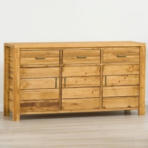 Bufet Gold Wood cu 3 usi si 3 sertare din lemn masiv, culoare naturala - Img 2