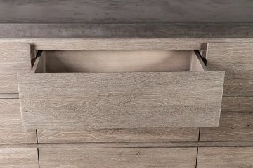Bufet Minna cu 6 sertare din lemn stejar masiv + microciment, 183 x 51 x 81 cm - Img 4