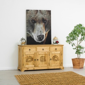Bufet Rustic Carpatin cu 3 usi si 3 sertare lemn masiv