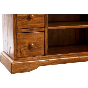Comoda TV Artisan cu 4 sertare nuc antichizat, lemn masiv tei, 129 cm - Img 4