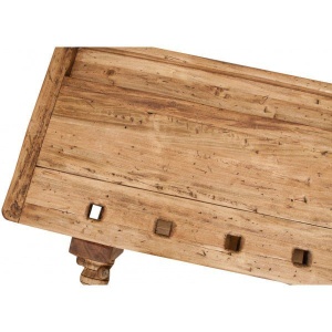 Comoda TV Artisan model banc tamplar din lemn masiv tei, natur antichizat - Img 5