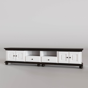 Comoda TV Bella Duo lemn masiv alb unt / nuc, 250 x 45 x 55 cm