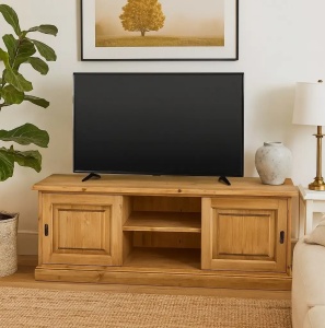 Comoda TV Etnika din lemn masiv cu 2 usi culisante