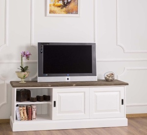 Comoda TV Provance cu 2 usi culisante lemn masiv 160 cm - Img 3