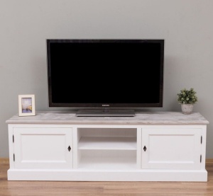 Comoda TV Provance cu 2 usi si 1 raft din lemn masiv 180 cm