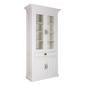 Corp Vitrina Harmony lemn masiv alb cu 4 usi si 1 sertar 110 cm