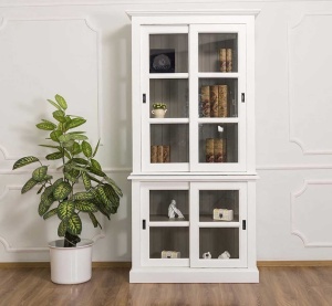 Corp Vitrina Provance din lemn masiv cu 4 usi culisante 110 cm