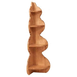 Etajera de colt suspendata Artisan lemn masiv tei, natur antichizat - Img 6